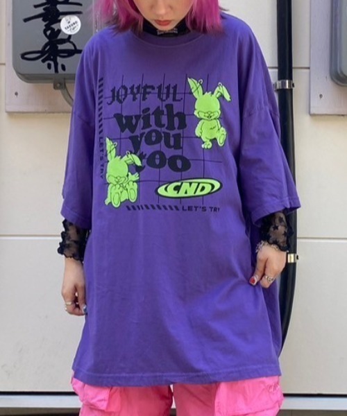 Candy Stripper（キャンディストリッパー）の「WITH YOU TOO BIG BIG Tシャツ（Tシャツ/カットソー・レディース・オフホワイト/ブラック/パープル・2）」の2枚目の写真