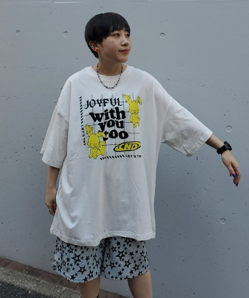 Candy Stripper（キャンディストリッパー）の「WITH YOU TOO BIG BIG Tシャツ（Tシャツ/カットソー・レディース・オフホワイト/ブラック/パープル・2）」の4枚目の写真