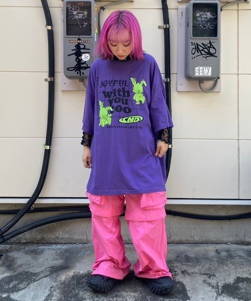 Candy Stripper（キャンディストリッパー）の「WITH YOU TOO BIG BIG Tシャツ（Tシャツ/カットソー・レディース・オフホワイト/ブラック/パープル・2）」の12枚目の写真