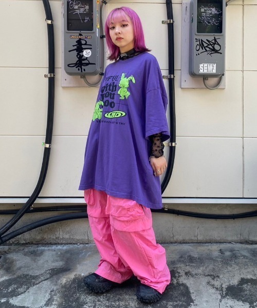 Candy Stripper（キャンディストリッパー）の「WITH YOU TOO BIG BIG Tシャツ（Tシャツ/カットソー・レディース・オフホワイト/ブラック/パープル・2）」の13枚目の写真