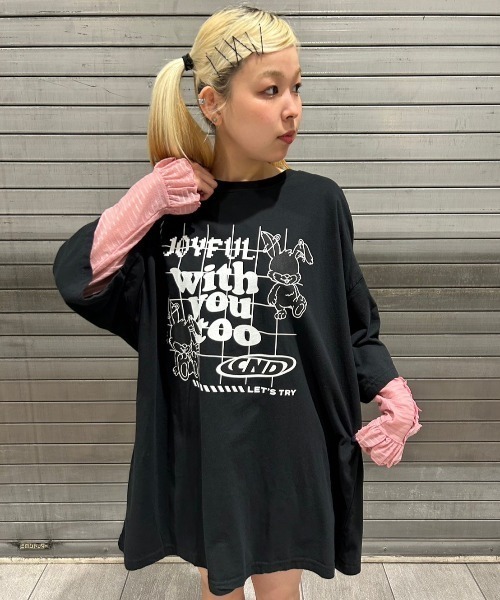 Candy Stripper（キャンディストリッパー）の「WITH YOU TOO BIG BIG Tシャツ（Tシャツ/カットソー・レディース・オフホワイト/ブラック/パープル・2）」の15枚目の写真