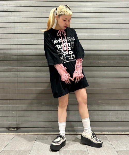 Candy Stripper（キャンディストリッパー）の「WITH YOU TOO BIG BIG Tシャツ（Tシャツ/カットソー・レディース・オフホワイト/ブラック/パープル・2）」の16枚目の写真
