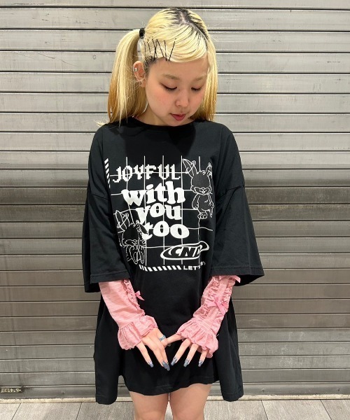 Candy Stripper（キャンディストリッパー）の「WITH YOU TOO BIG BIG Tシャツ（Tシャツ/カットソー・レディース・オフホワイト/ブラック/パープル・2）」の14枚目の写真