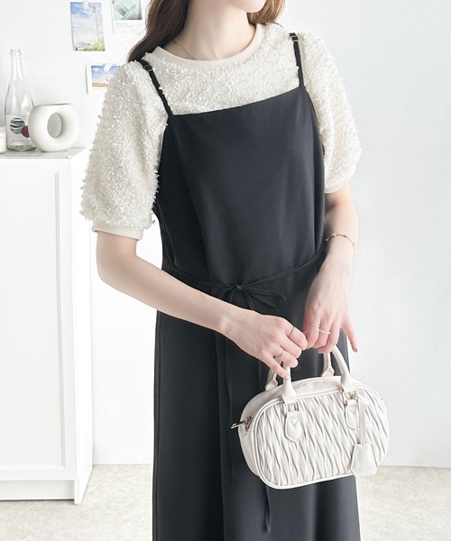 mily bilet(ミウィビレット)の「【mily bilet】上品な可愛さ。テープモール半袖カットソー(Tシャツ/カットソー・レディース・アイボリー/ブラック・MEDIUM/LARGE/SMALL/X-LARGE)」の12枚目の写真