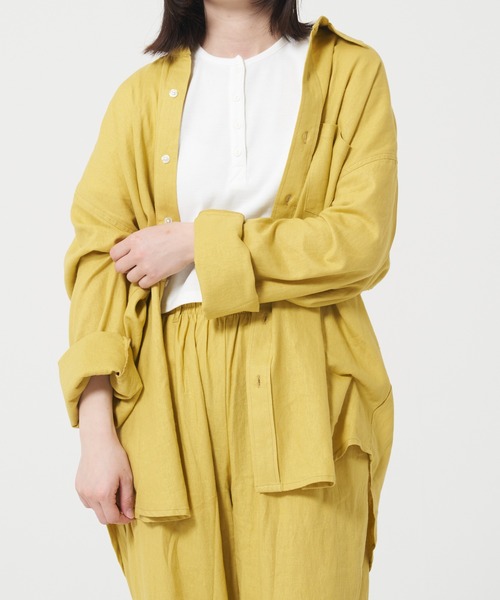 ROUGH TRADE(ラフトレード)の「麻レーヨン 長袖レギュラーカラーシャツ(M1)(シャツ/ブラウス・メンズ・アイボリー/ミント/イエロー/チャコールグレー・X-LARGE/LARGE/MEDIUM)」の1枚目の写真