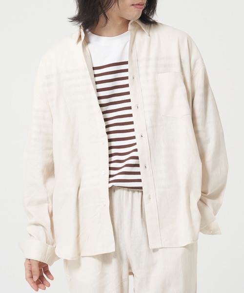 ROUGH TRADE(ラフトレード)の「麻レーヨン 長袖レギュラーカラーシャツ(M1)(シャツ/ブラウス・メンズ・アイボリー/ミント/イエロー/チャコールグレー・X-LARGE/LARGE/MEDIUM)」の2枚目の写真