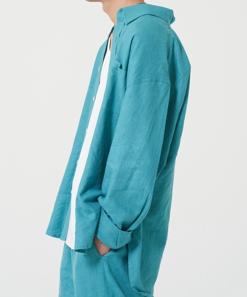 ROUGH TRADE(ラフトレード)の「麻レーヨン 長袖レギュラーカラーシャツ(M1)(シャツ/ブラウス・メンズ・アイボリー/ミント/イエロー/チャコールグレー・X-LARGE/LARGE/MEDIUM)」の10枚目の写真