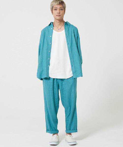 ROUGH TRADE(ラフトレード)の「麻レーヨン 長袖レギュラーカラーシャツ(M1)(シャツ/ブラウス・メンズ・アイボリー/ミント/イエロー/チャコールグレー・X-LARGE/LARGE/MEDIUM)」の11枚目の写真