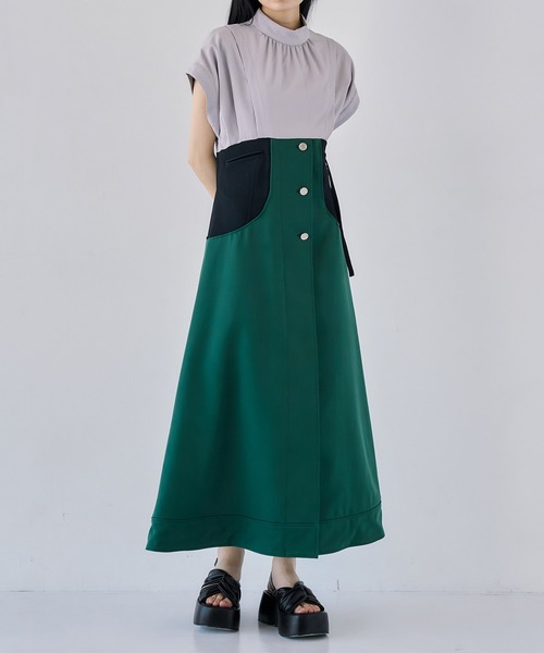 UNITED TOKYO（ユナイテッドトウキョウ）の「セットコーディネートワンピース｜オケージョン/半袖/細見え（ワンピース・レディース・グリーン/ホワイト/ブラック・2/1）」の20枚目の写真