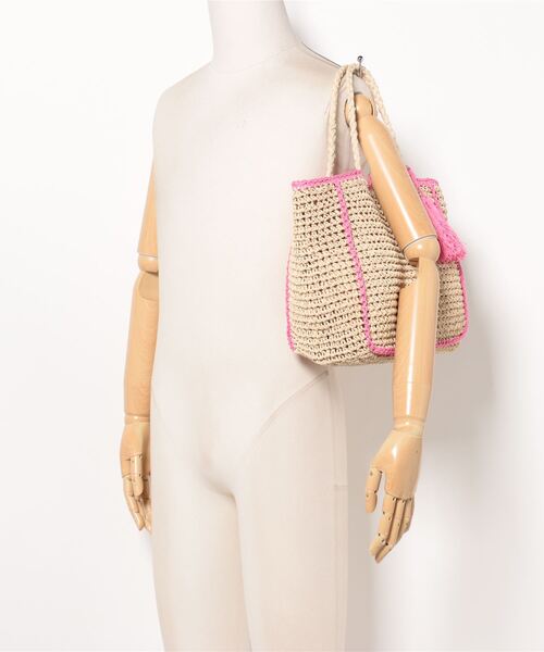 KATHARINE ROSS（キャサリンロス）の「【KATHARINE ROSS】カラートリミングバッグ（かごバッグ・レディース・グリーン/ピンク/ブラック・MEDIUM）」の9枚目の写真