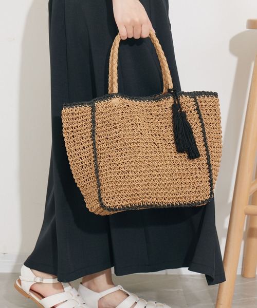 KATHARINE ROSS（キャサリンロス）の「【KATHARINE ROSS】カラートリミングバッグ（かごバッグ・レディース・グリーン/ピンク/ブラック・MEDIUM）」の16枚目の写真