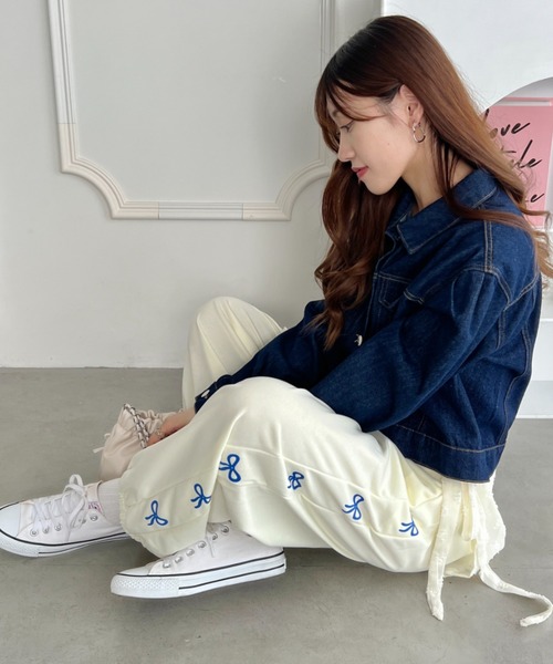 SOLLON.（ソルロン）の「サイドリボンライトスウェットパンツ（スウェットパンツ・レディース・アイボリー/ブラック/グレー/ライトブルー/ピンク・FREE）」の8枚目の写真