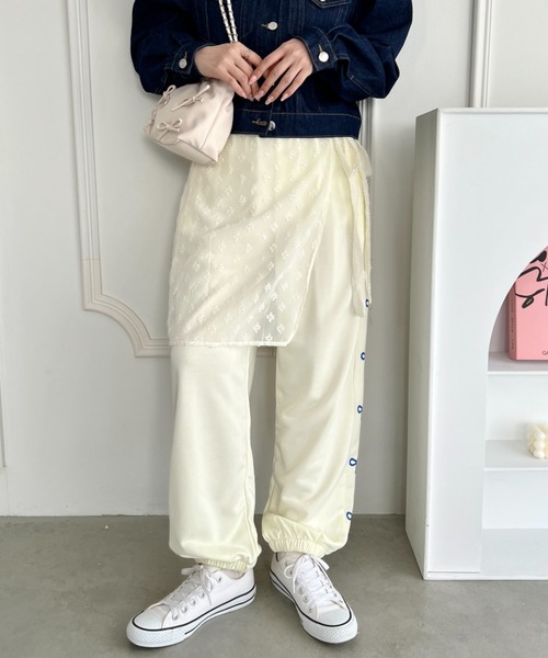 SOLLON.（ソルロン）の「サイドリボンライトスウェットパンツ（スウェットパンツ・レディース・アイボリー/ブラック/グレー/ライトブルー/ピンク・FREE）」の7枚目の写真