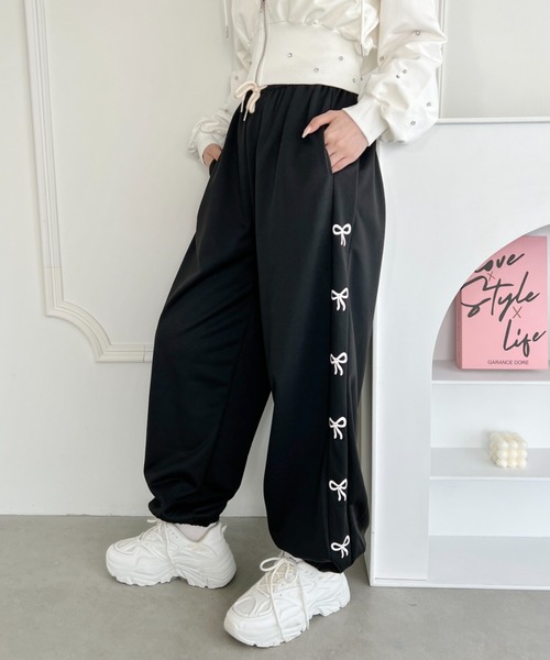 SOLLON.（ソルロン）の「サイドリボンライトスウェットパンツ（スウェットパンツ・レディース・アイボリー/ブラック/グレー/ライトブルー/ピンク・FREE）」の11枚目の写真