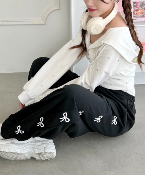 SOLLON.（ソルロン）の「サイドリボンライトスウェットパンツ（スウェットパンツ・レディース・アイボリー/ブラック/グレー/ライトブルー/ピンク・FREE）」の14枚目の写真
