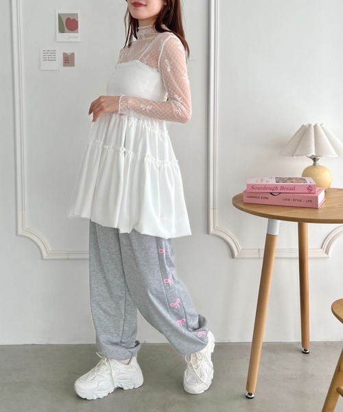 SOLLON.（ソルロン）の「サイドリボンライトスウェットパンツ（スウェットパンツ・レディース・アイボリー/ブラック/グレー/ライトブルー/ピンク・FREE）」の21枚目の写真