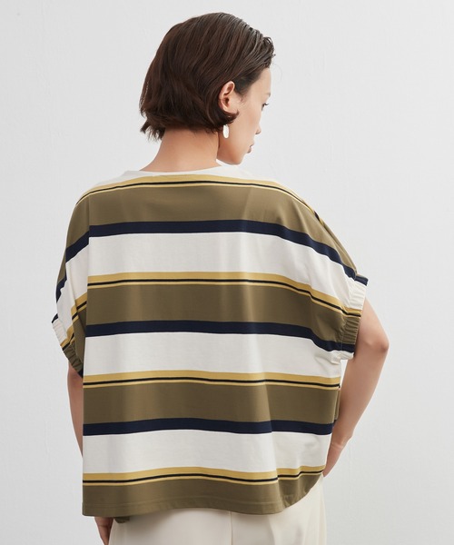 On One's Own(オンワンズオン)の「On One's Own ドルマンスリーブ半袖ボーダーTシャツ(Tシャツ/カットソー・レディース・オリーブ/パープル/ネイビー・FREE)」の10枚目の写真