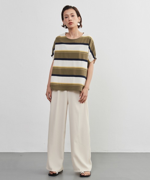 On One's Own(オンワンズオン)の「On One's Own ドルマンスリーブ半袖ボーダーTシャツ(Tシャツ/カットソー・レディース・オリーブ/パープル/ネイビー・FREE)」の12枚目の写真