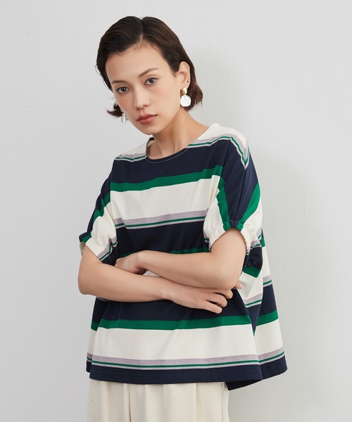 On One's Own(オンワンズオン)の「On One's Own ドルマンスリーブ半袖ボーダーTシャツ(Tシャツ/カットソー・レディース・オリーブ/パープル/ネイビー・FREE)」の15枚目の写真