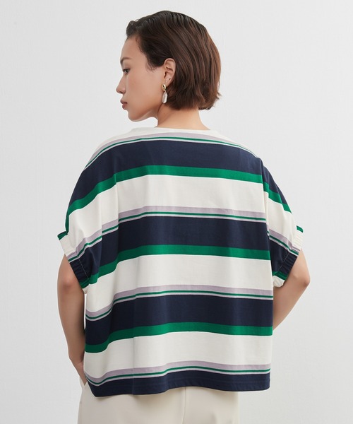 On One's Own(オンワンズオン)の「On One's Own ドルマンスリーブ半袖ボーダーTシャツ(Tシャツ/カットソー・レディース・オリーブ/パープル/ネイビー・FREE)」の16枚目の写真