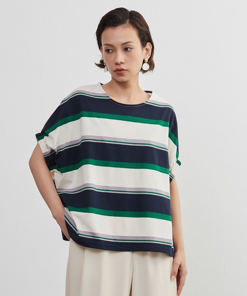 On One's Own(オンワンズオン)の「On One's Own ドルマンスリーブ半袖ボーダーTシャツ(Tシャツ/カットソー・レディース・オリーブ/パープル/ネイビー・FREE)」の19枚目の写真