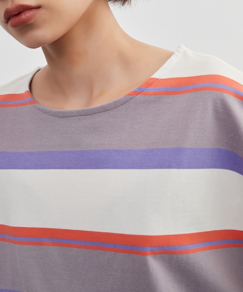 On One's Own(オンワンズオン)の「On One's Own ドルマンスリーブ半袖ボーダーTシャツ(Tシャツ/カットソー・レディース・オリーブ/パープル/ネイビー・FREE)」の22枚目の写真
