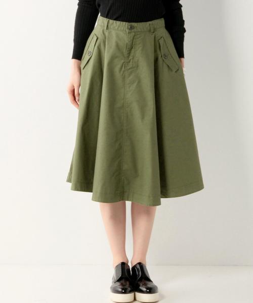 UNITED ARROWS（ユナイテッドアローズ）の「UWMF C/PU MLT フレアスカート◆（スカート・レディース・オリーブ・38/36）」の8枚目の写真