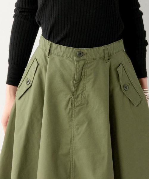 UNITED ARROWS（ユナイテッドアローズ）の「UWMF C/PU MLT フレアスカート◆（スカート・レディース・オリーブ・38/36）」の3枚目の写真