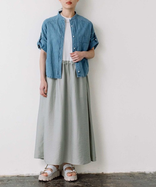 blanc basque（ブランバスク）の「綿麻デニムパール釦半袖シャツ（シャツ/ブラウス・レディース・ブルー系その他2/ブルー系その他3・38）」の7枚目の写真