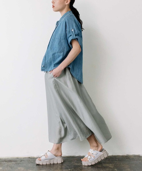 blanc basque（ブランバスク）の「綿麻デニムパール釦半袖シャツ（シャツ/ブラウス・レディース・ブルー系その他2/ブルー系その他3・38）」の8枚目の写真