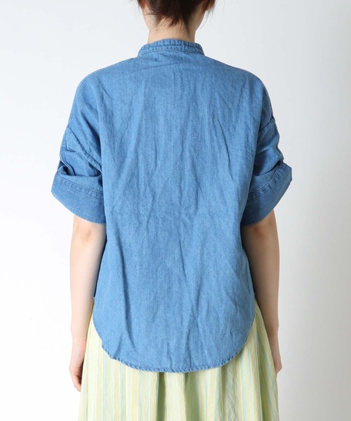 blanc basque（ブランバスク）の「綿麻デニムパール釦半袖シャツ（シャツ/ブラウス・レディース・ブルー系その他2/ブルー系その他3・38）」の15枚目の写真