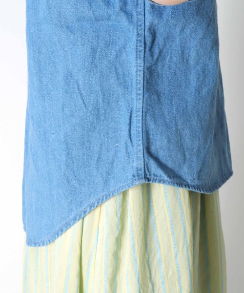 blanc basque（ブランバスク）の「綿麻デニムパール釦半袖シャツ（シャツ/ブラウス・レディース・ブルー系その他2/ブルー系その他3・38）」の19枚目の写真