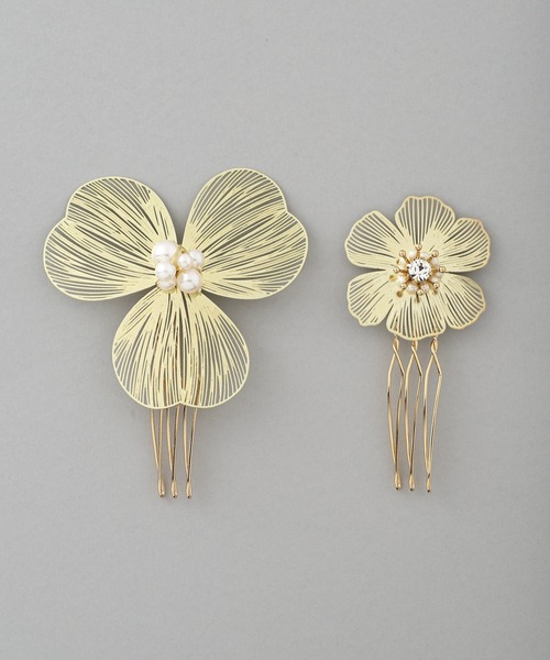 ANEMONE（アネモネ）の「フラワーコーム[2本セット]（その他ヘアアクセサリー・レディース・ゴールド・FREE）」の2枚目の写真