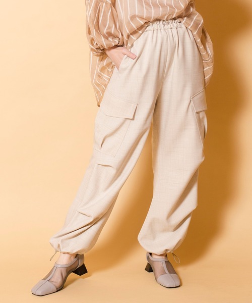OSMOSIS（オズモーシス）の「ドロストヘムカーゴパンツ（カーゴパンツ・レディース・グレー/アイボリー/ブラック・ONE SIZE）」の2枚目の写真