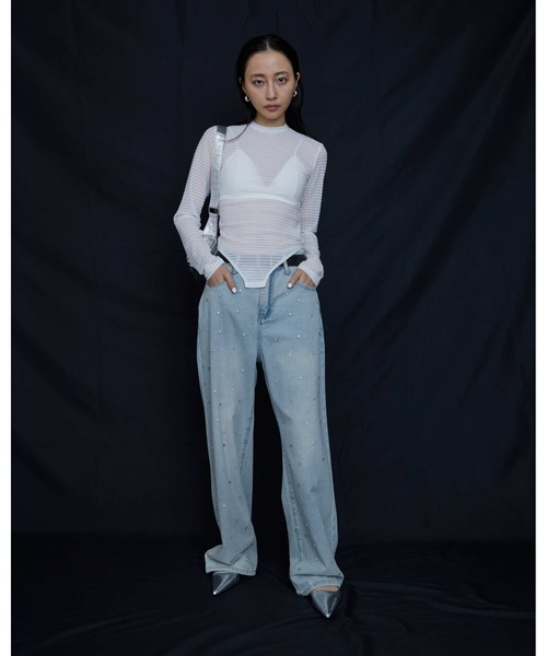 DRWCYS（ドロシーズ）の「ビジューデニム（デニムパンツ・レディース・ライトブルー・SMALL/FREE）」の2枚目の写真