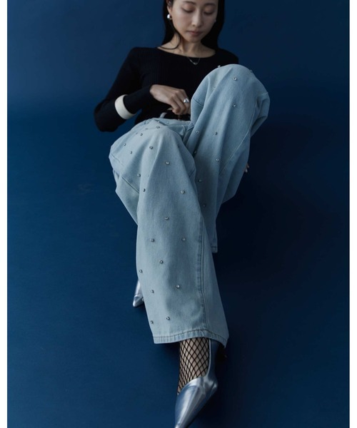 DRWCYS（ドロシーズ）の「ビジューデニム（デニムパンツ・レディース・ライトブルー・SMALL/FREE）」の8枚目の写真