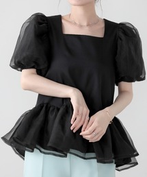 O.S.K | [O.S.K] スクエアネックオーガンジートップス(シャツ/ブラウス)