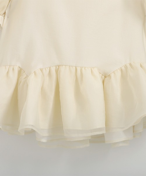 O.S.K（オーエスケー）の「[O.S.K] スクエアネックオーガンジートップス（シャツ/ブラウス・レディース・パープル/ブラック/アイボリー・L/M）」の15枚目の写真