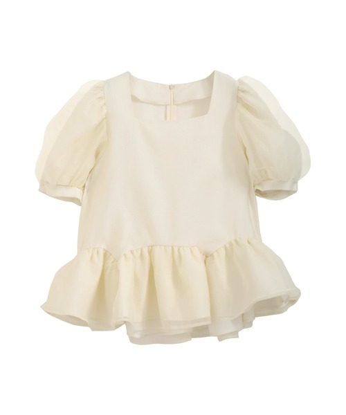 O.S.K（オーエスケー）の「[O.S.K] スクエアネックオーガンジートップス（シャツ/ブラウス・レディース・パープル/ブラック/アイボリー・L/M）」の21枚目の写真