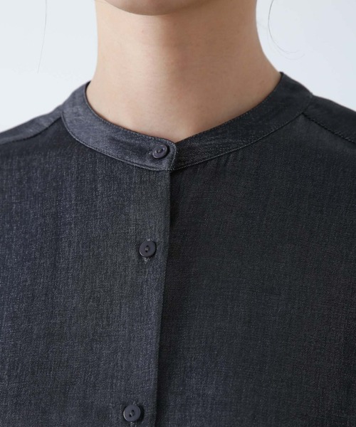 値下げ中　スタンドカラーノースリーブシャツワンピース　ブラック　ハグオーワー MARW UNITED ARROWS＞ツイル ノースリーブ ロング ワンピース