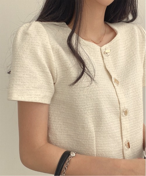 by muni:r（バイ ムニール）の「【お気に入り登録数2万突破！】サマーツイードジャケットブラウス（シャツ/ブラウス・レディース・ブルー/ブラック/アイボリー・FREE）」の17枚目の写真