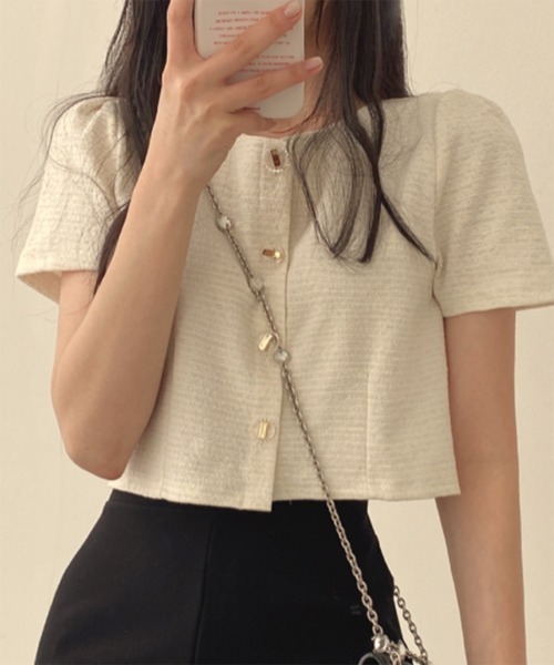 by muni:r（バイ ムニール）の「【お気に入り登録数2万突破！】サマーツイードジャケットブラウス（シャツ/ブラウス・レディース・ブルー/ブラック/アイボリー・FREE）」の11枚目の写真