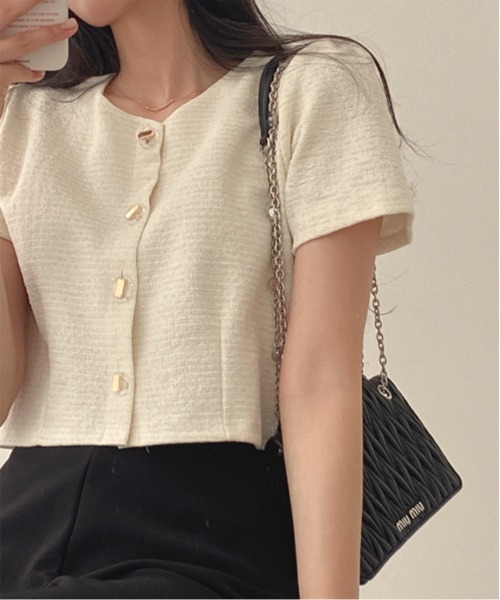 by muni:r（バイ ムニール）の「【お気に入り登録数2万突破！】サマーツイードジャケットブラウス（シャツ/ブラウス・レディース・ブルー/ブラック/アイボリー・FREE）」の12枚目の写真