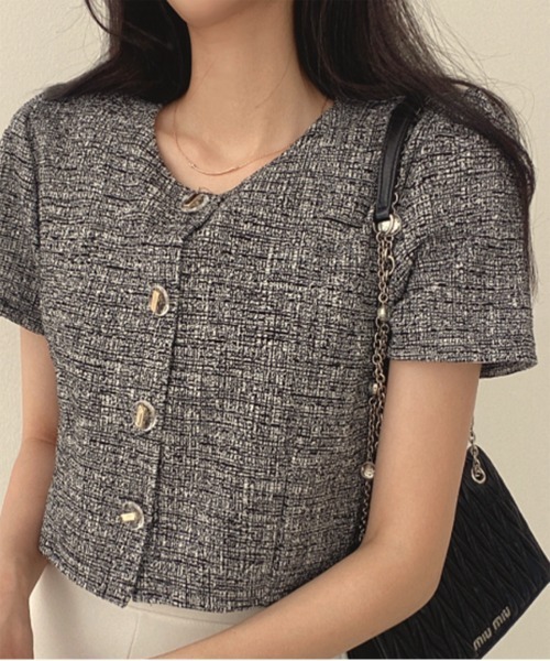 by muni:r（バイ ムニール）の「【お気に入り登録数2万突破！】サマーツイードジャケットブラウス（シャツ/ブラウス・レディース・ブルー/ブラック/アイボリー・FREE）」の16枚目の写真
