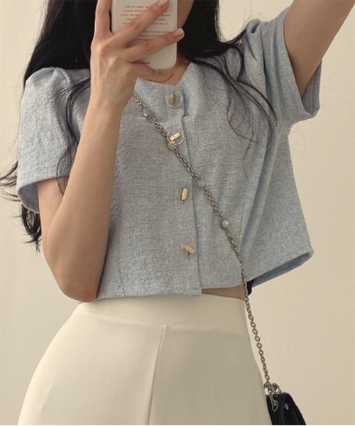 極美品♡エムズグレイシー　カメリア付きサマーツイードチュニックブラウス42 新品未使用 エムズグレイシー チュニック サマーツイード 42