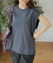 【3つの機能付き】デザインチュニックノースリーブ　104202