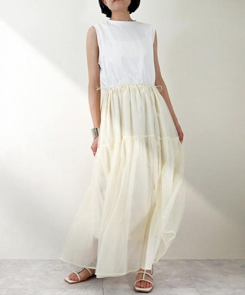 天竺×オーガンジードッキングワンピース（ワンピース）｜STYLEBLOCK（スタイルブロック）