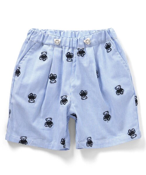 apres les cours（アプレレクール）の「【リンク】tiny bear 総柄刺繍ハーフパンツ（その他パンツ・キッズ・ブラック/ストライプ・120/110/100/90/80）」の2枚目の写真