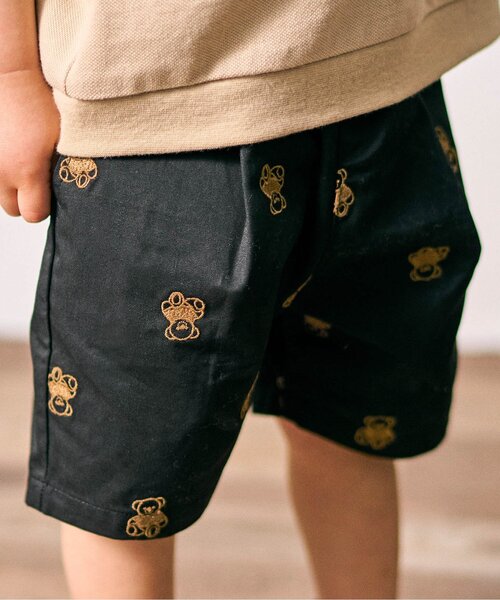 apres les cours（アプレレクール）の「【リンク】tiny bear 総柄刺繍ハーフパンツ（その他パンツ・キッズ・ブラック/ストライプ・120/110/100/90/80）」の6枚目の写真