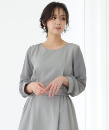 サイドゴム パーティー ドレス 大きいサイズ ミモレ丈&袖あり 結婚式 フォーマル オケージョンドレス お呼ばれ 二次会 成人式 同窓会 謝恩会 20代 30代